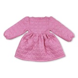 Pink heart print thick kids girls winter coat