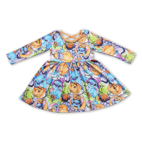 Koala pumpkin long sleeves baby girls Halloween dress