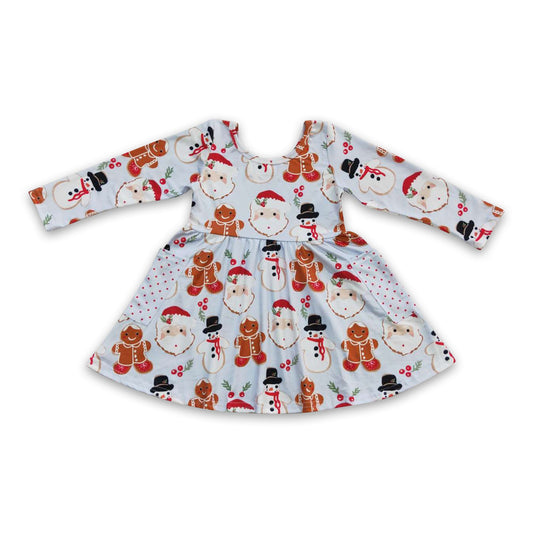 Snowman gingerbread pocket baby girls Christmas dress