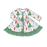 Green polka dots Christmas tree ballet girls dress