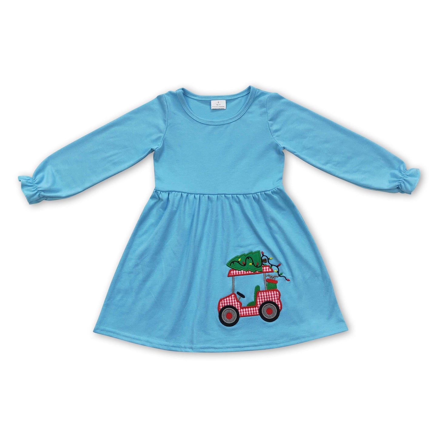 Light blue golf Christmas tree kids girls dress