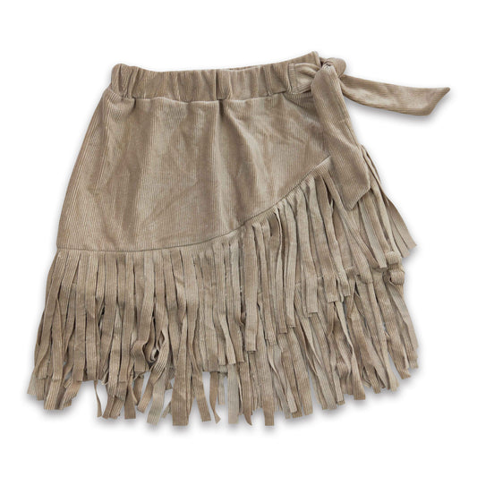 Khaki tassels baby girls western skirt