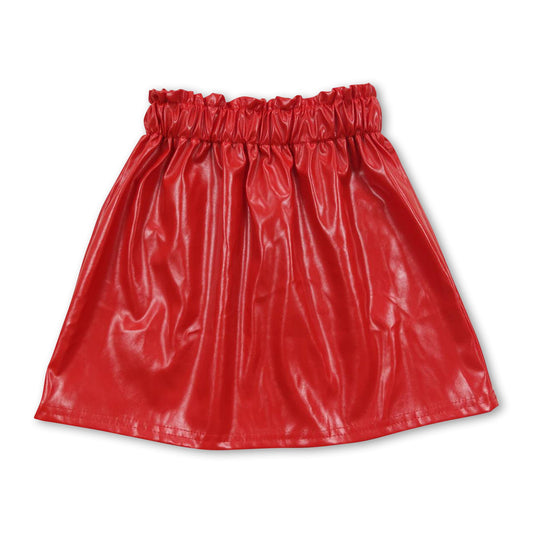 Red leather baby girls skirt