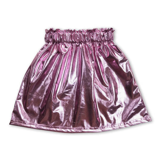 Pink leather baby girls skirt