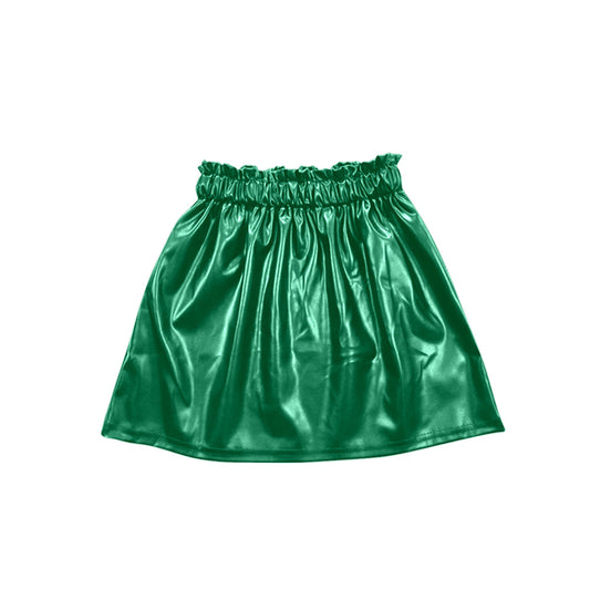 Green leather baby girls skirt