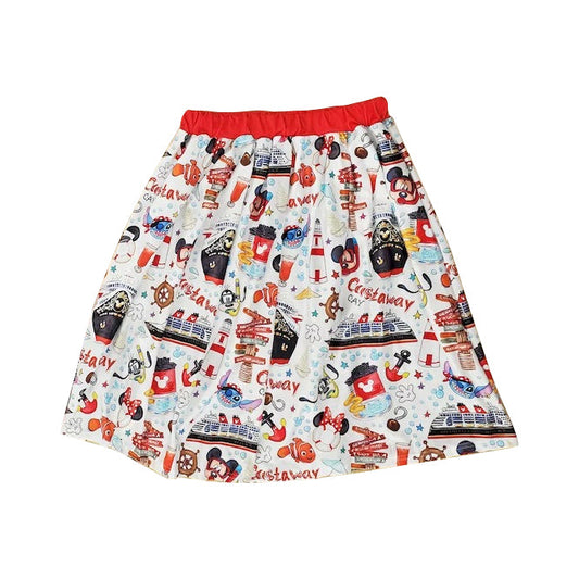 Red mouse koala sailboat baby girls skirt