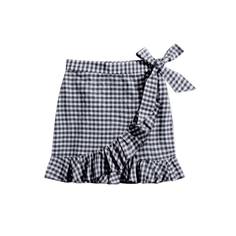 Black plaid ruffle baby girls skirt