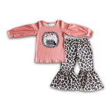 Ghost pumpkin leopard pants girls Halloween clothing set