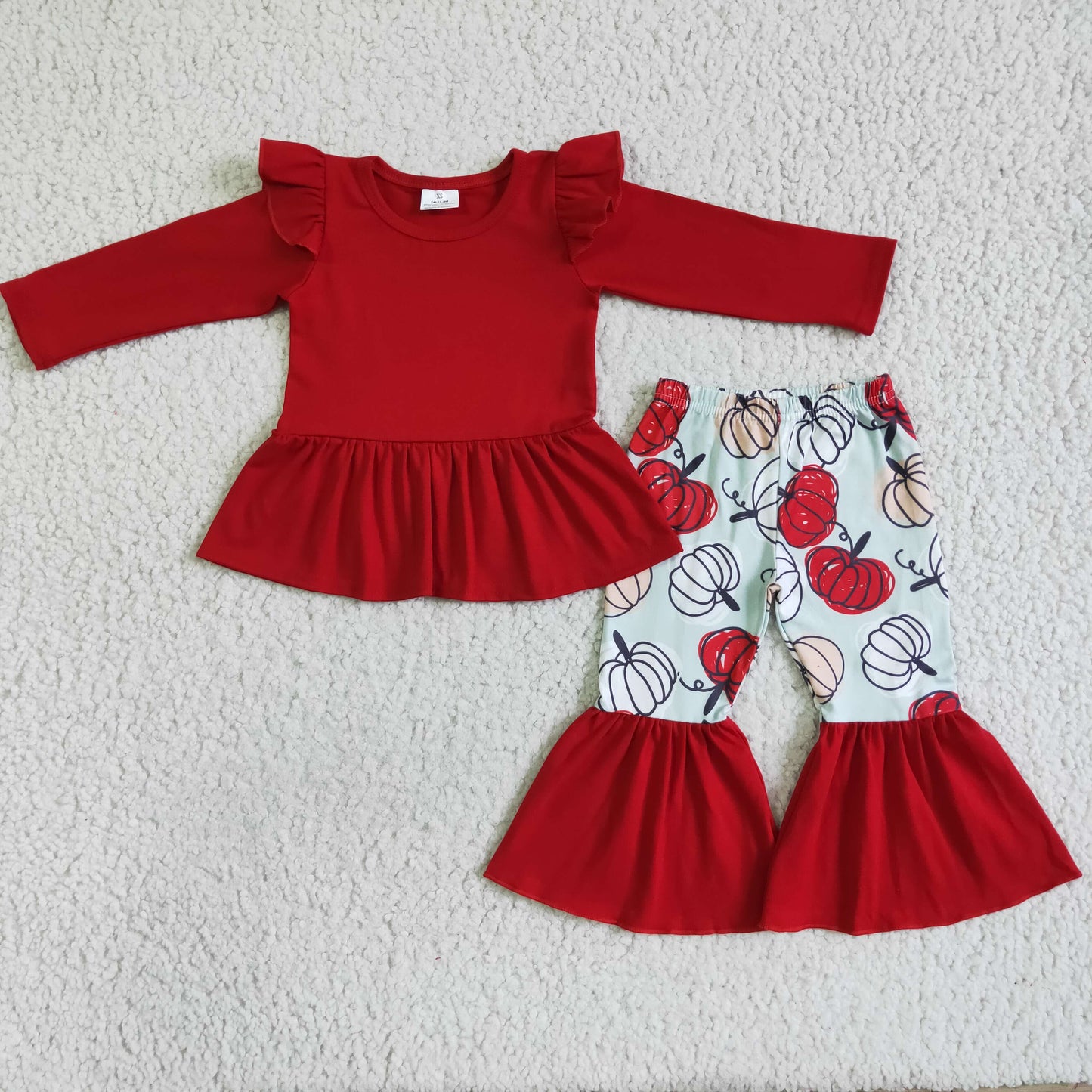 Cotton red peplum pumpkin pants baby fall clothes