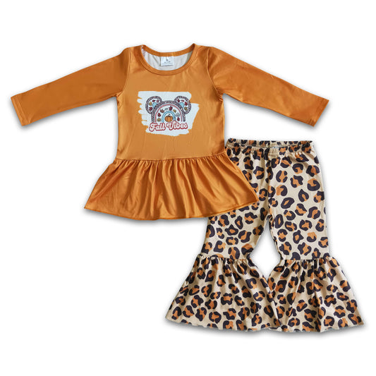 Fall vibes mouse print leopard set girls boutique clothes