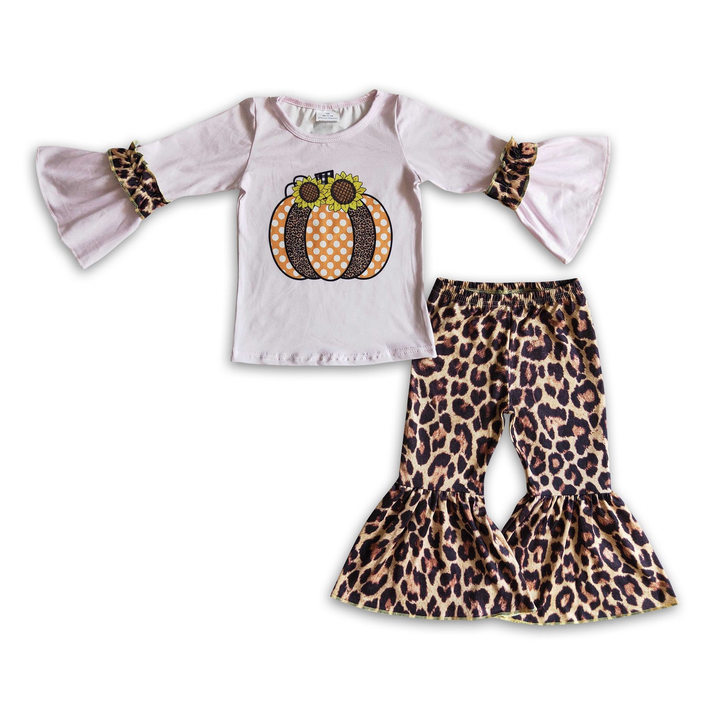 Pink pumpkin sunflower shirt leopard pants girls fall clothes