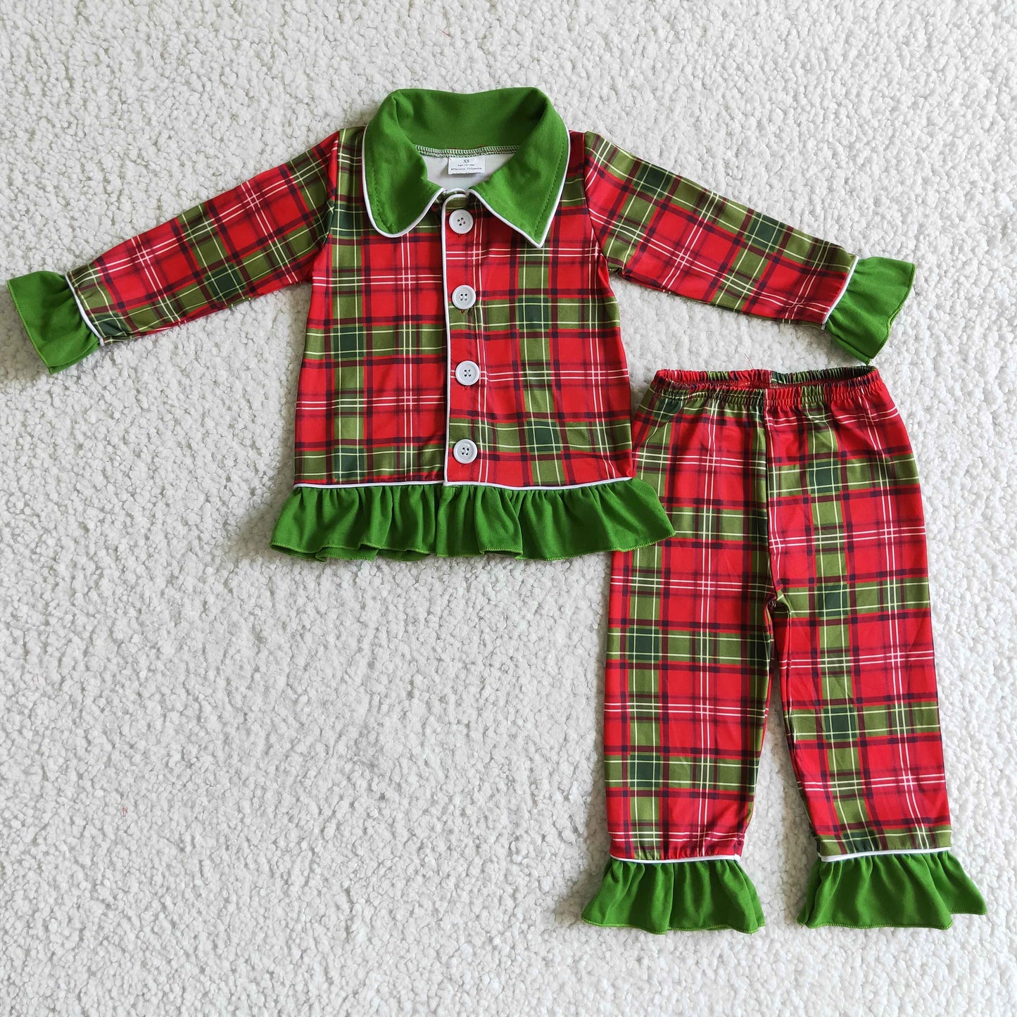 Red and green plaid sleepwear girls Christmas pajamas