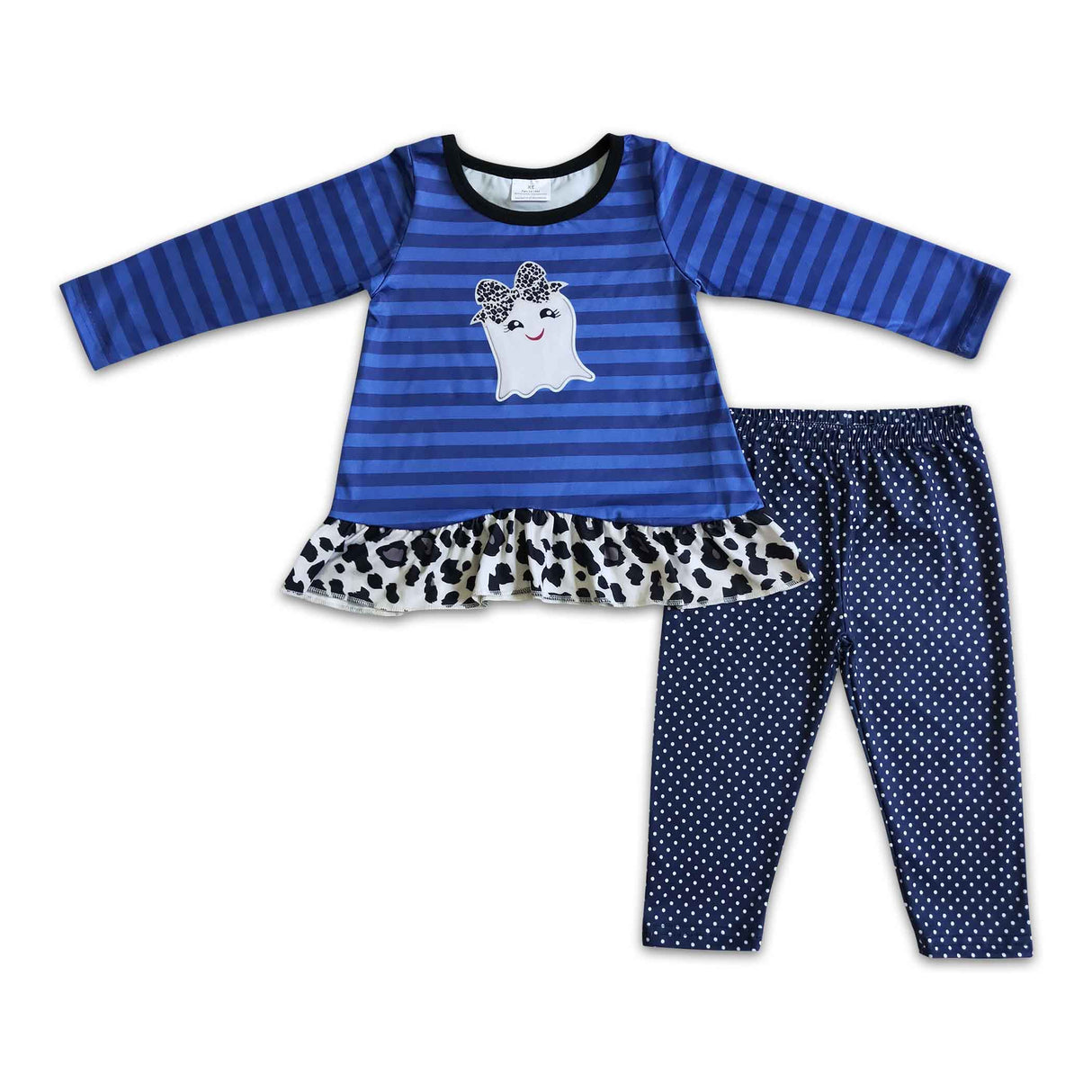 Ghost stripe tunic leggings kids girls Halloween clothes