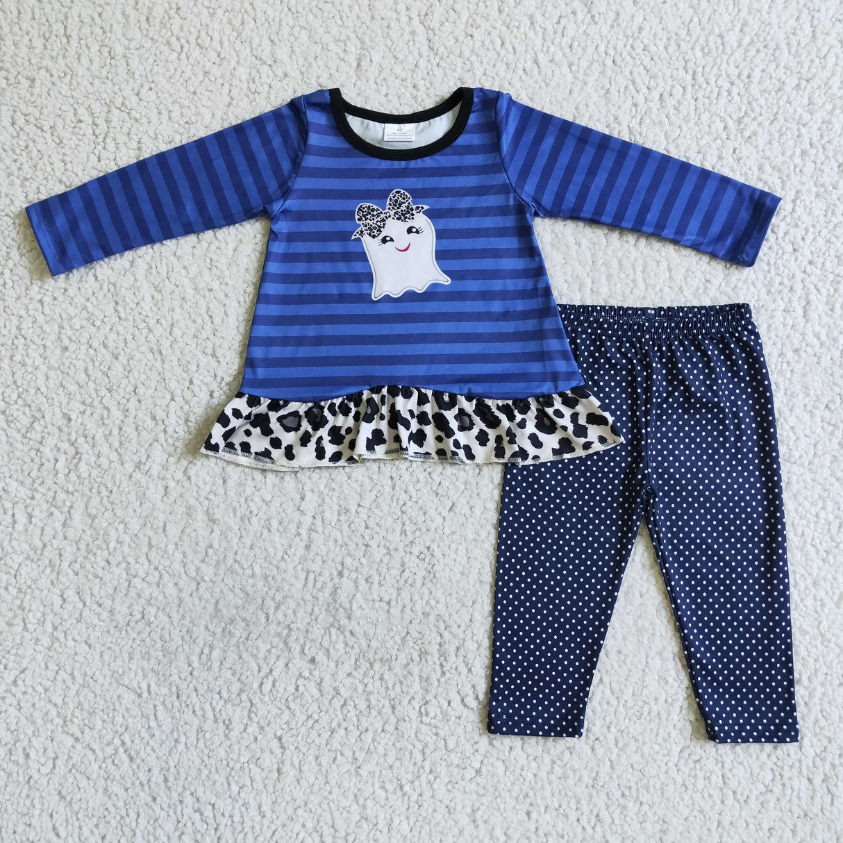 Ghost stripe tunic leggings kids girls Halloween clothes