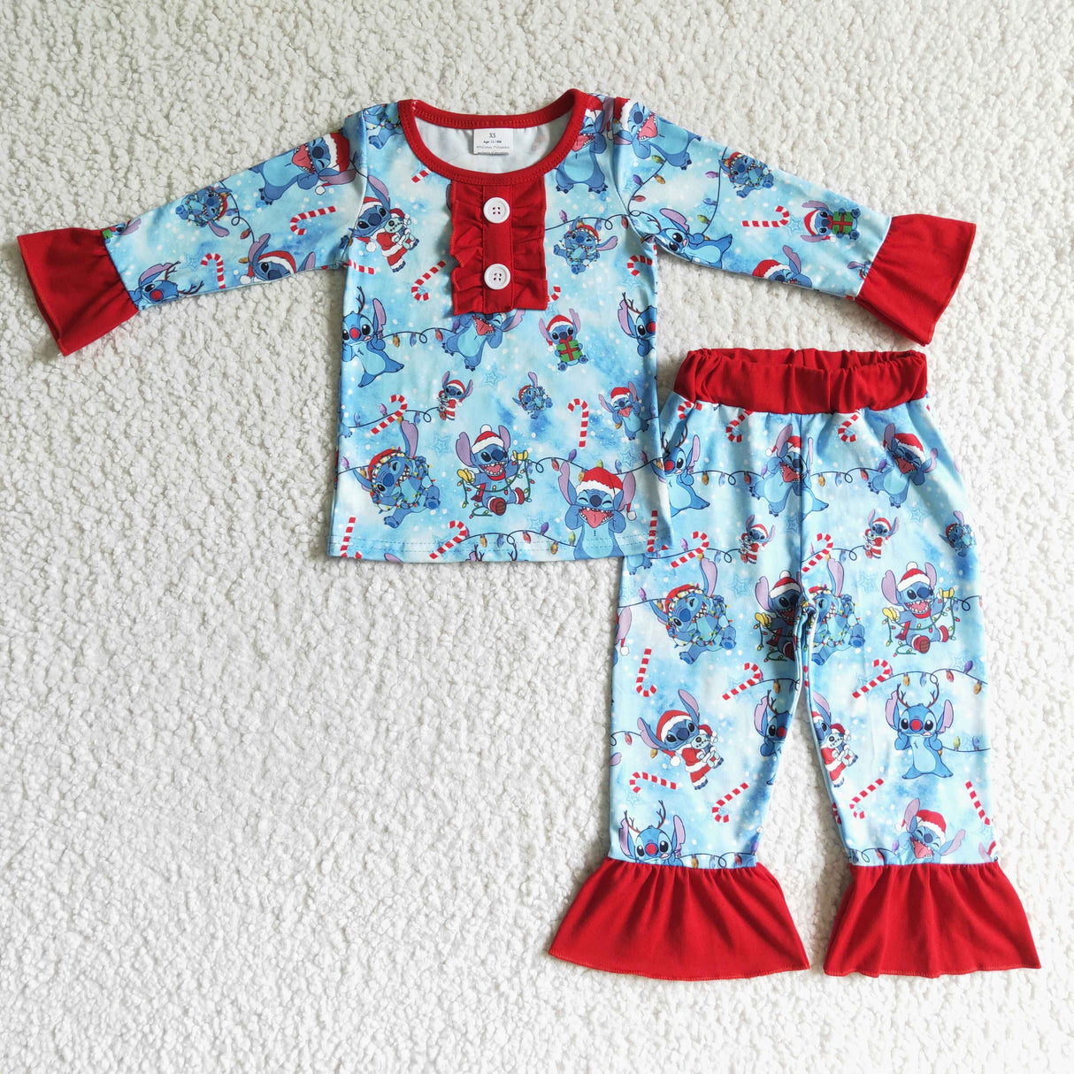 Koala print candy cane girls Christmas pajamas