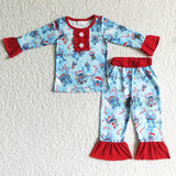 Koala print candy cane girls Christmas pajamas