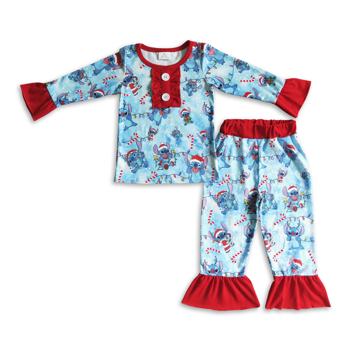 Koala print candy cane girls Christmas pajamas
