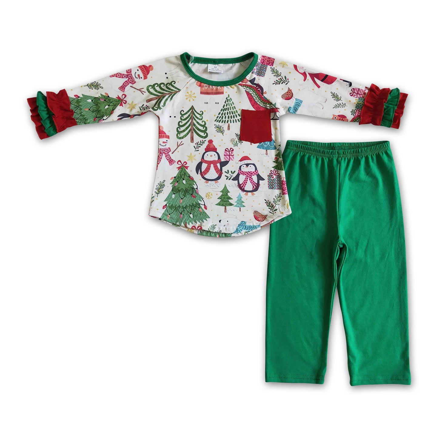 Christmas tree shirt green pants girls clothes