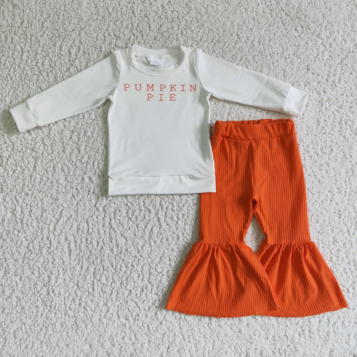 Pumpkin pie shirt ribbed cotton pants girls Thanksgiving clothing