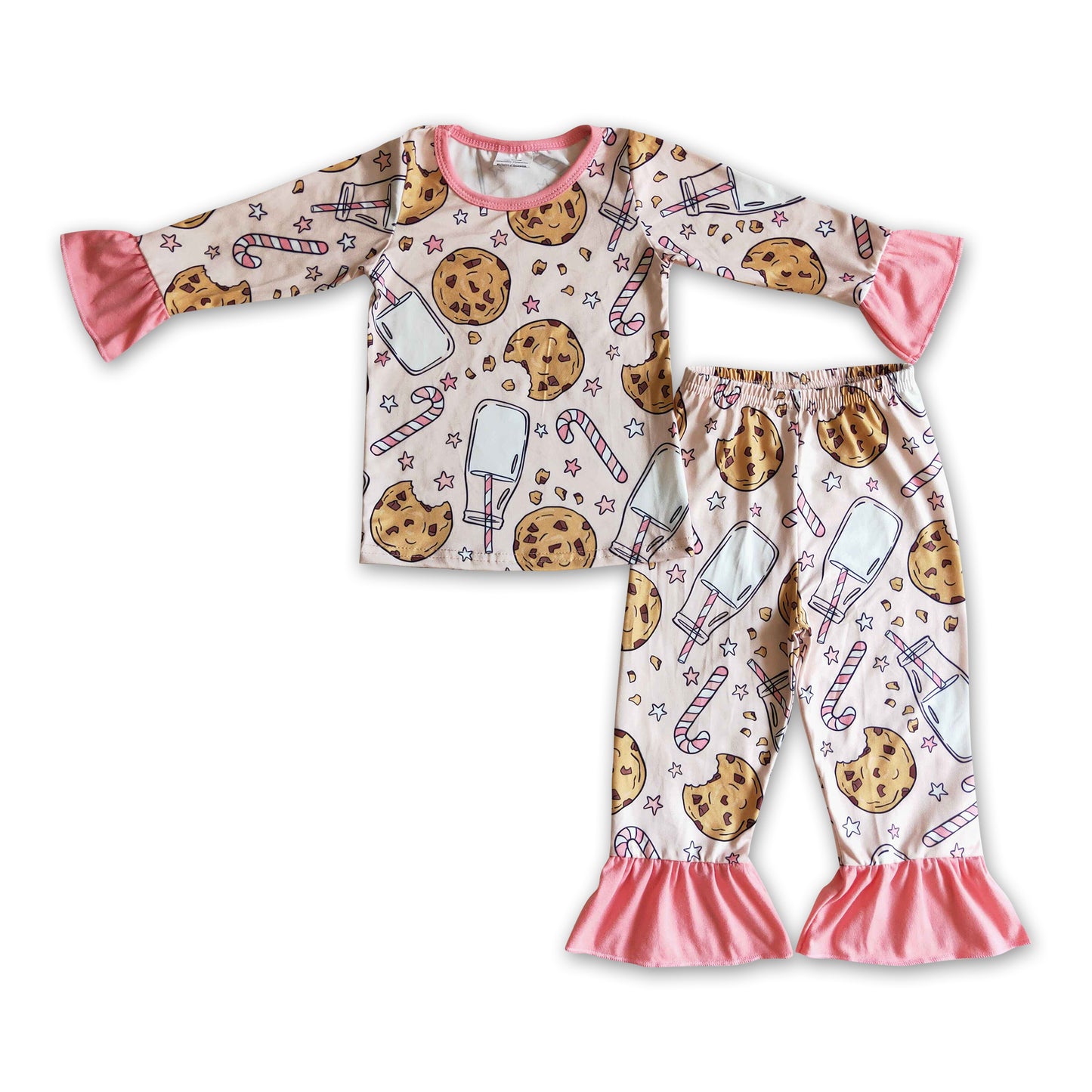Biscuit milk candy cane girls Christmas pajamas