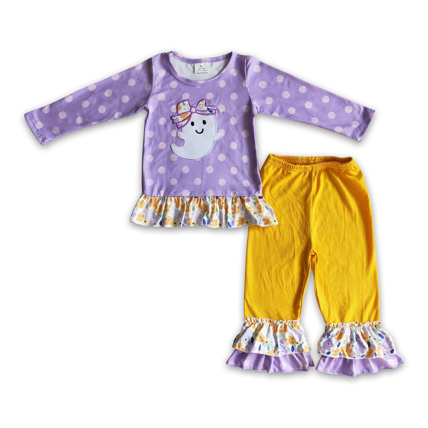 Lavender polka dots ghost girls Halloween clothes