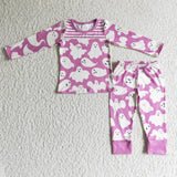 Stripe ghost baby girls Halloween pajamas