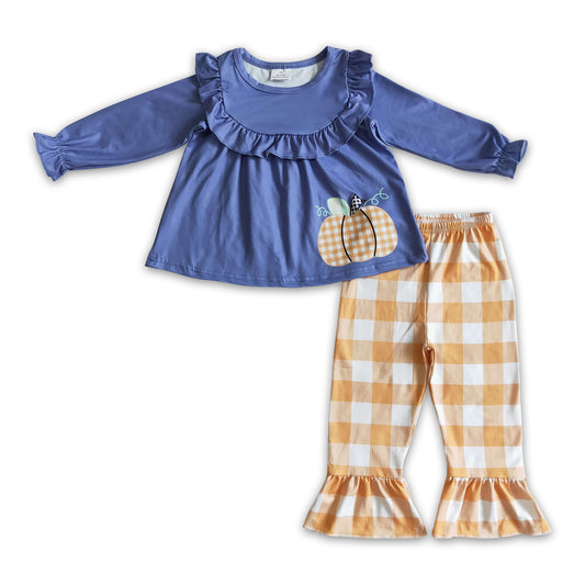 Blue pumpkin tunic plaid pants girls fall clothes