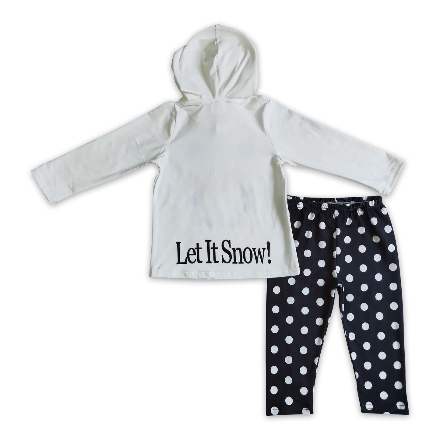 Let it snow white hoodie black pants girls winter clothes