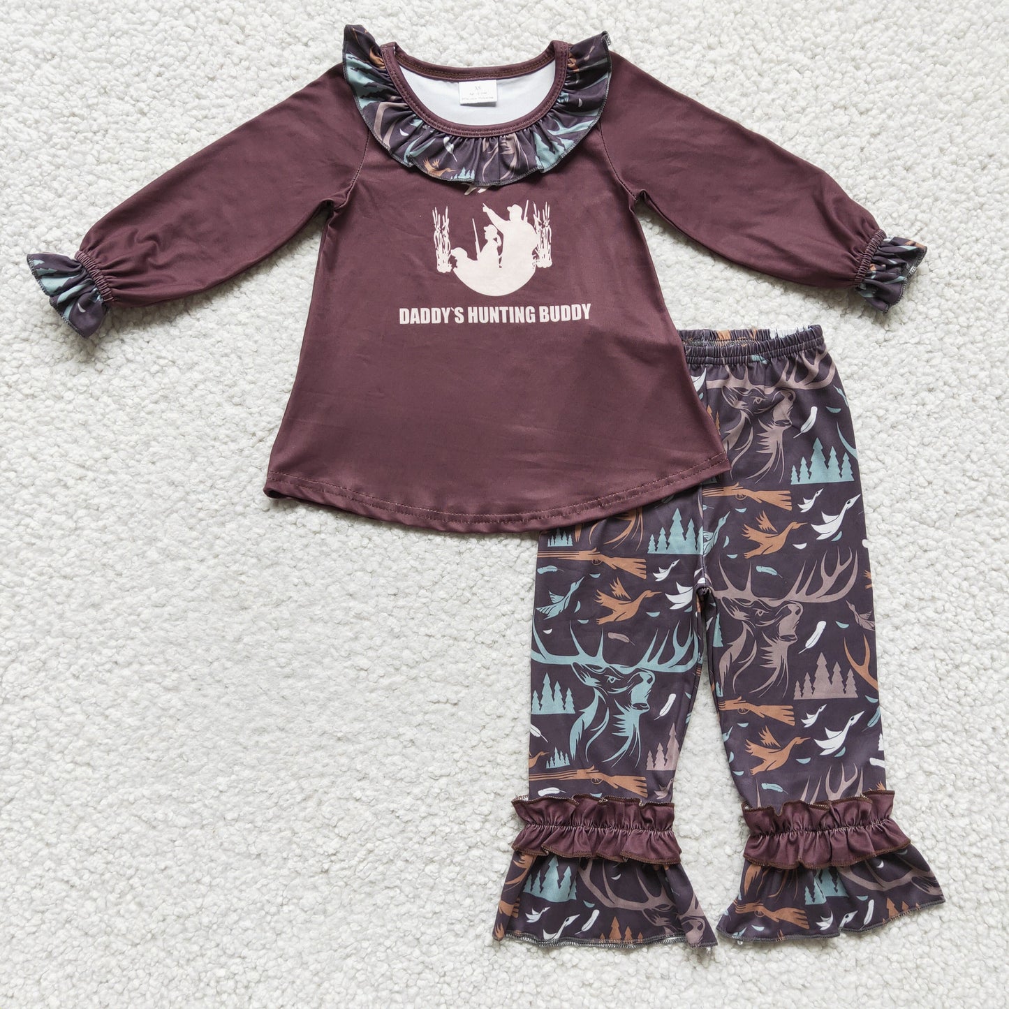 Daddy's hunting buddy kids girls clothing set