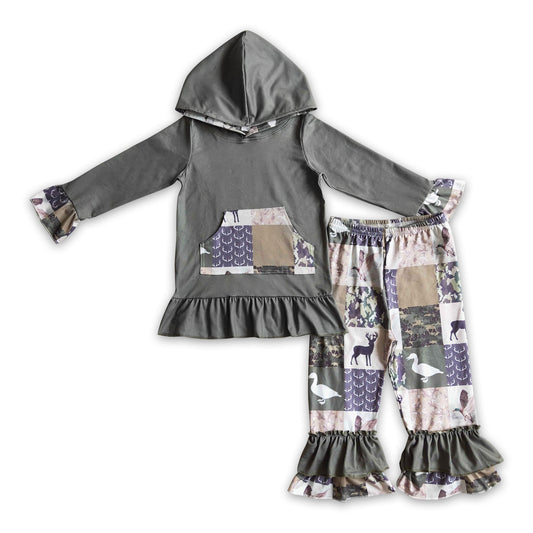 Deer duck camo patchwork hoodie girls hunting outfits