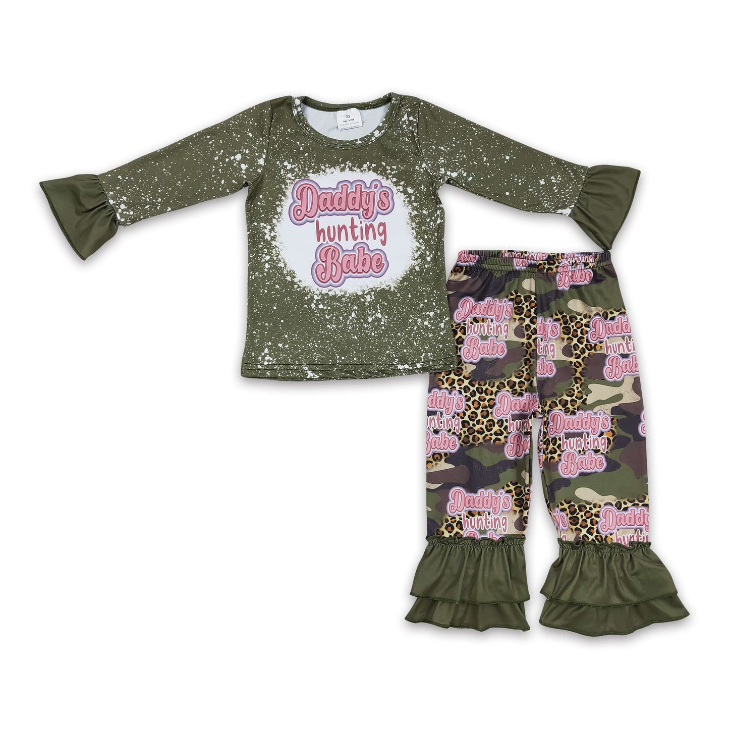 Daddy's hunting baby camo kids girls clothing set