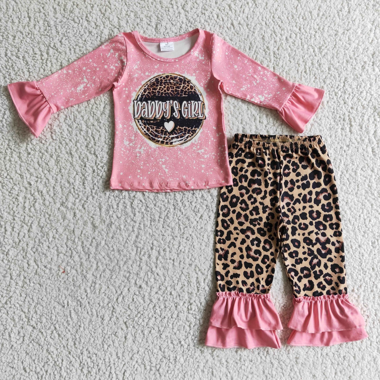 Daddy's girls pink shirt leopard pants girls clothing set