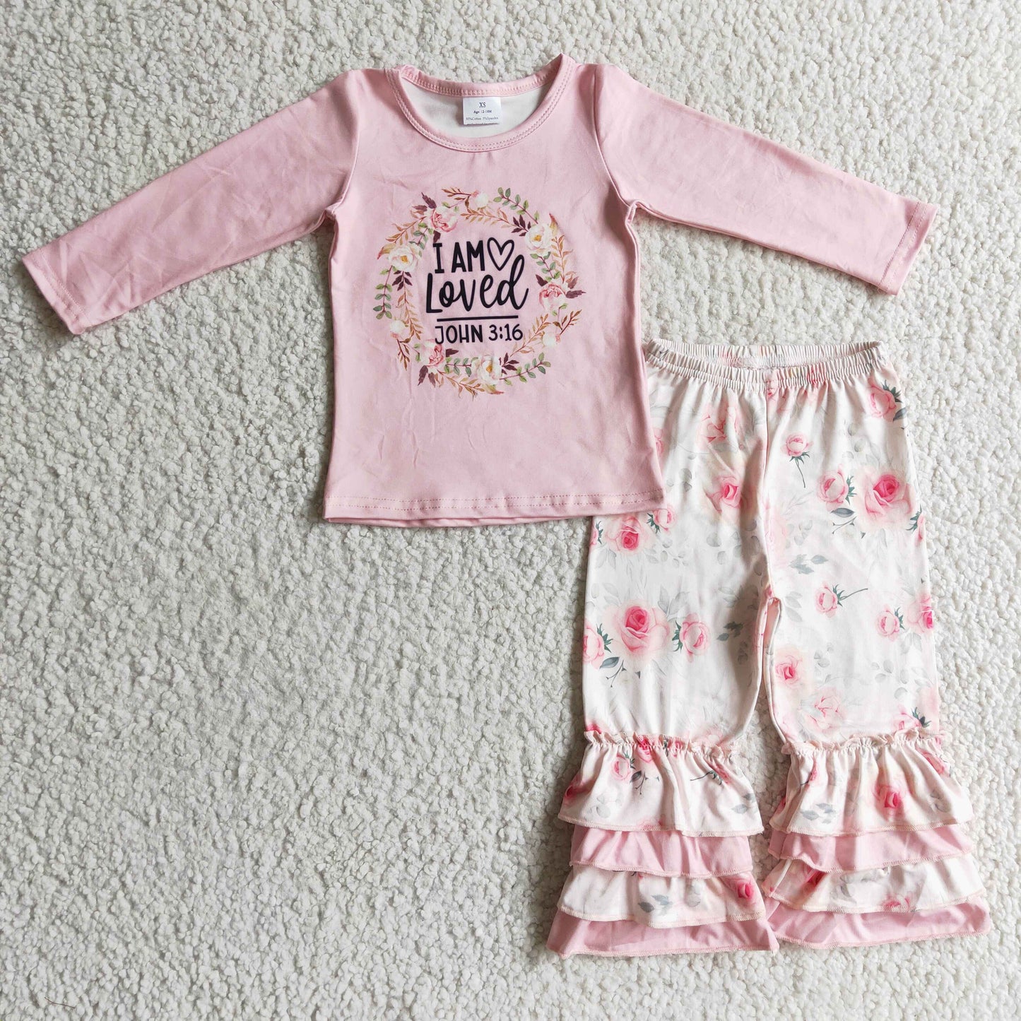 I'm loved pink floral toddler girls clothing set