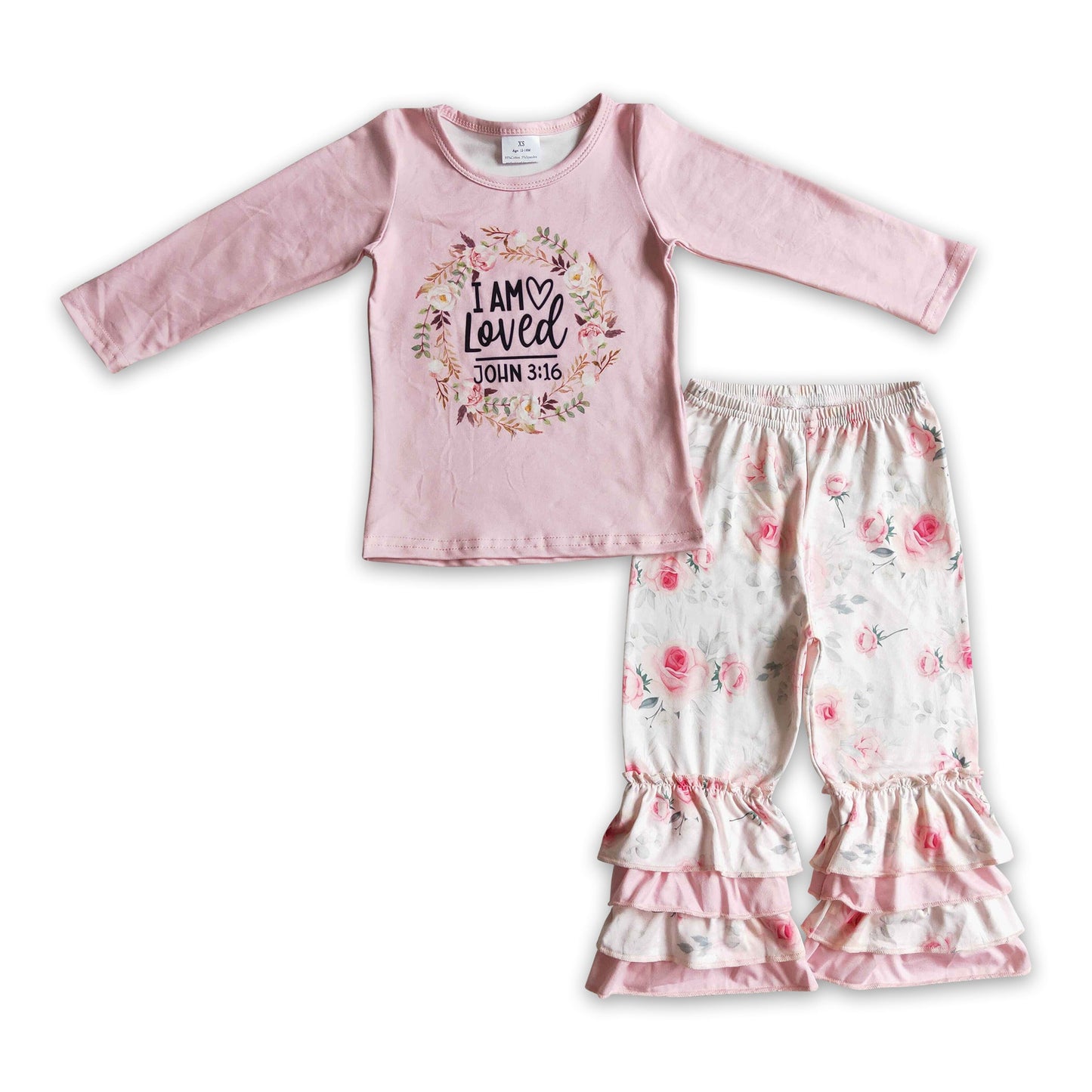 I'm loved pink floral toddler girls clothing set