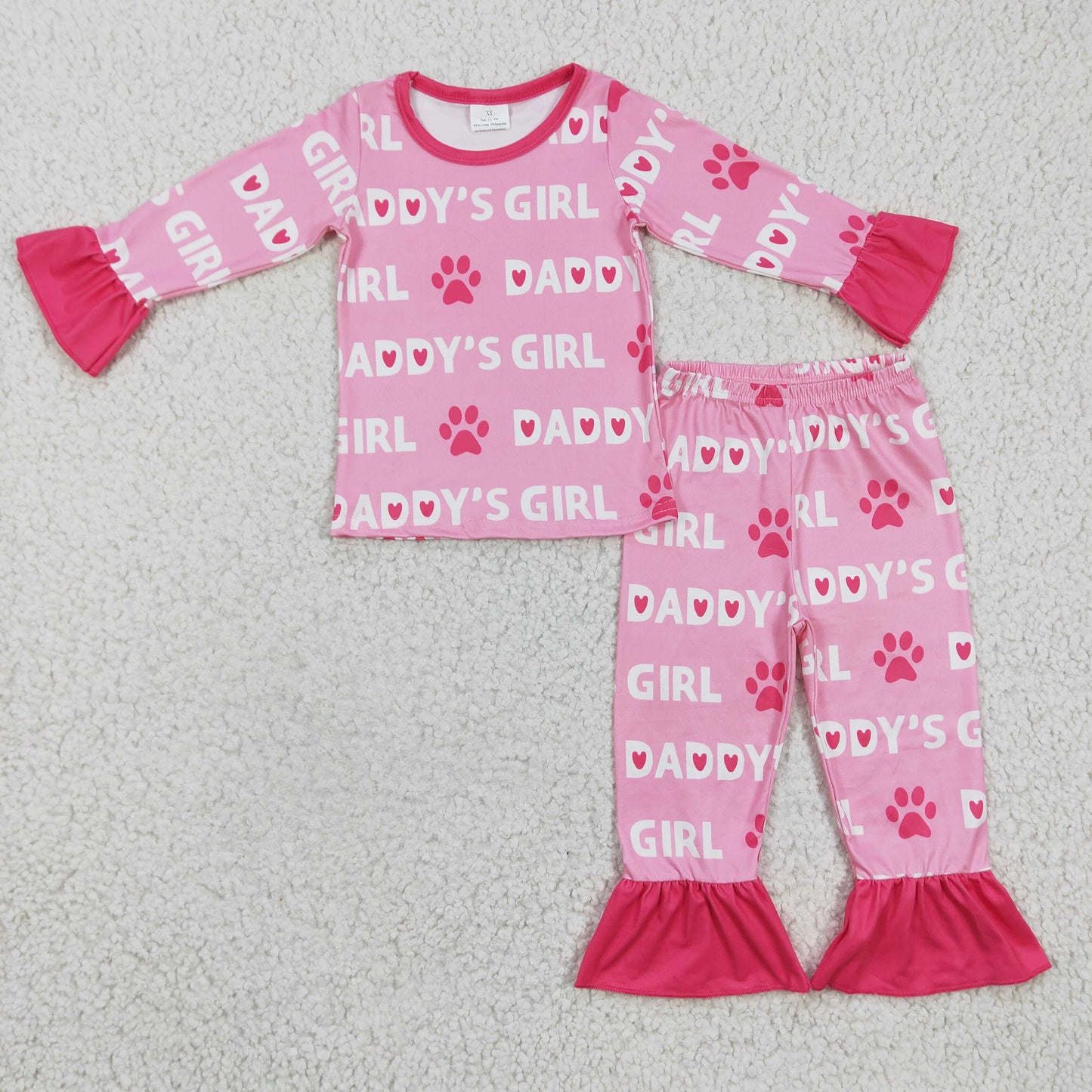 Daddy's girl dog print kids girls pajamas