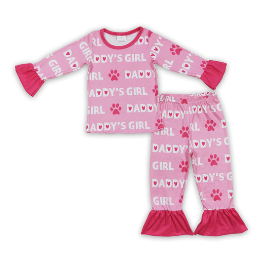 Daddy's girl dog print kids girls pajamas