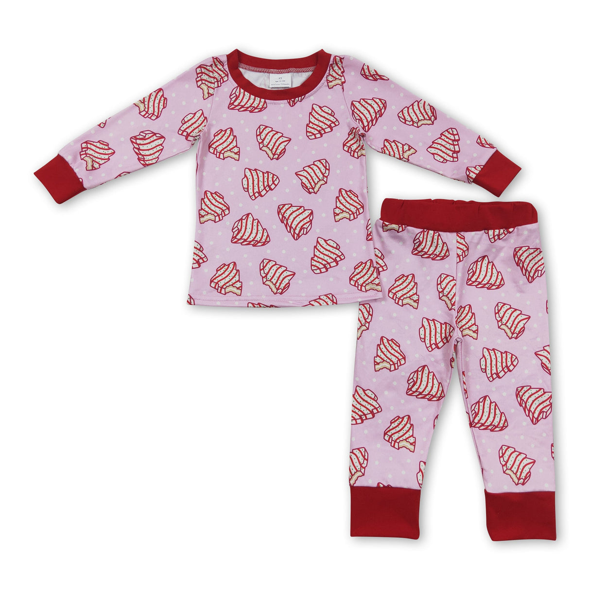 Christmas tree cake kids girls long sleeves pajamas