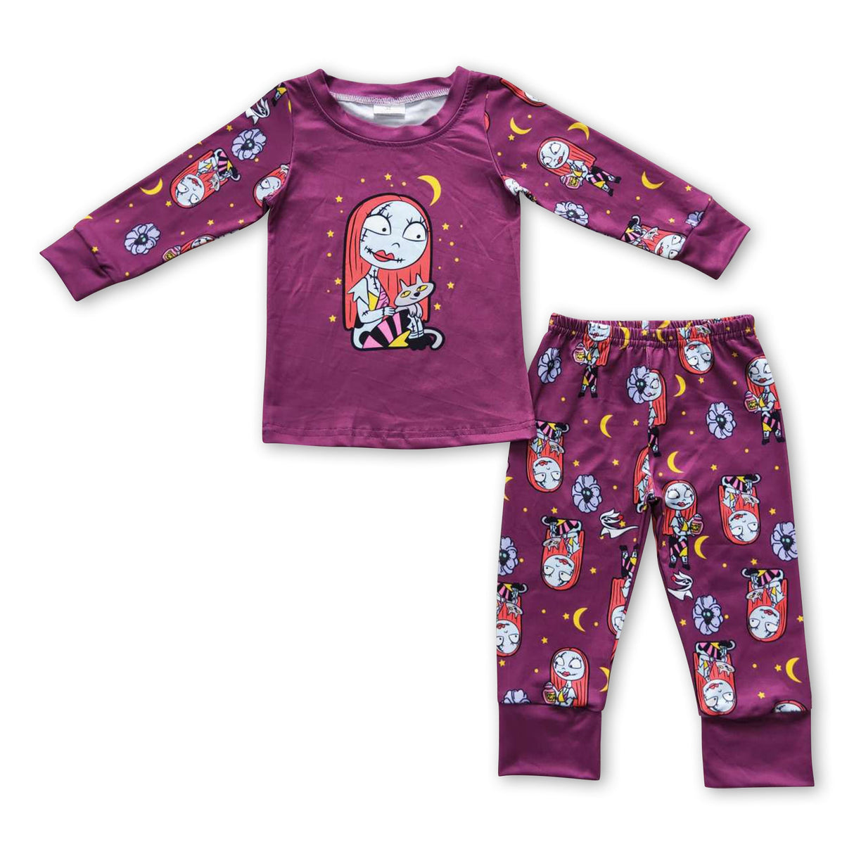 Purple moon patchwork girls Halloween pajamas