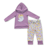 Ghost lavender hoodie floral pants girls Halloween clothes
