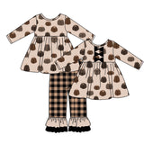 Plaid pumpkin tunic ruffle pants girls fall clothing