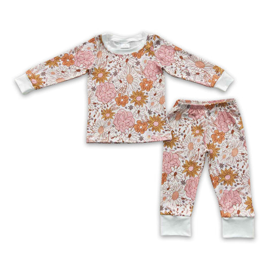 Floral long sleeves baby girls fall pajamas