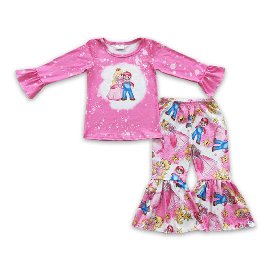 Pink bleached princess game girls clothing set