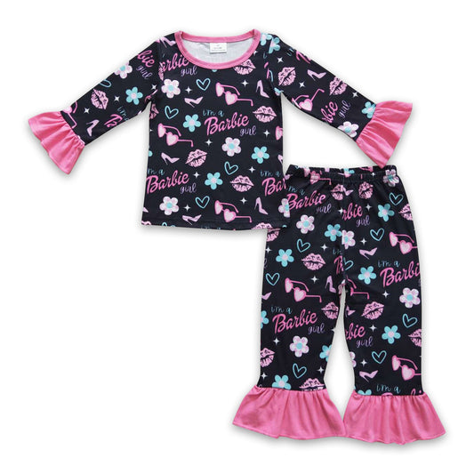 Flower glasses long sleeves baby girls party pajamas