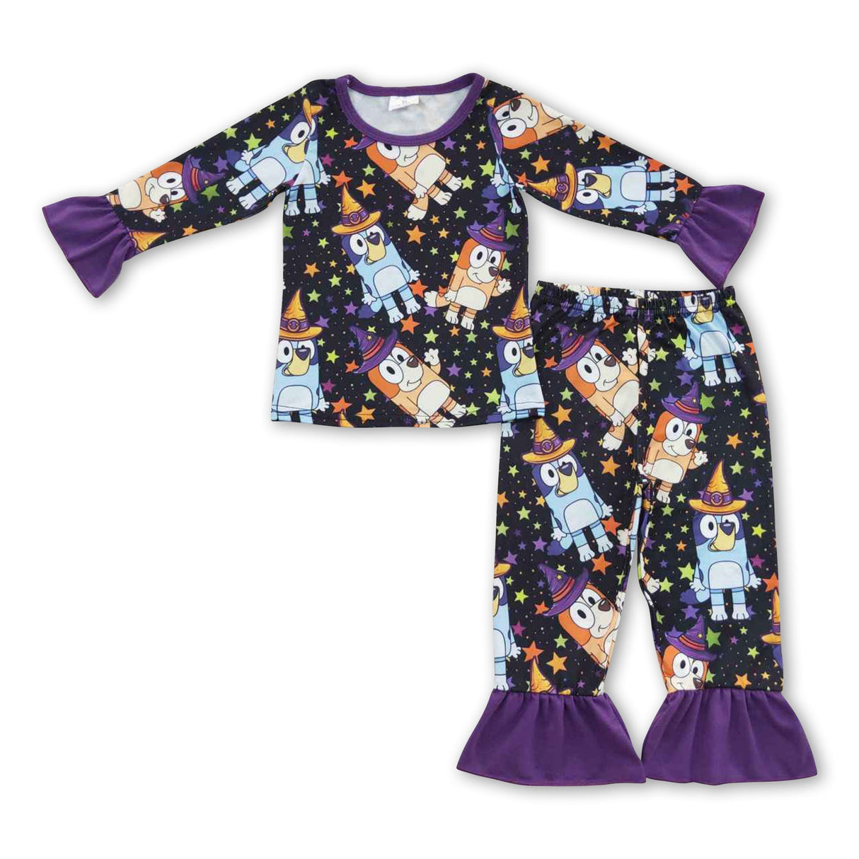 Dogs stars purple kids girls Halloween pajamas