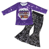 Purple spooky vibes top black sequin pants girls Halloween clothes