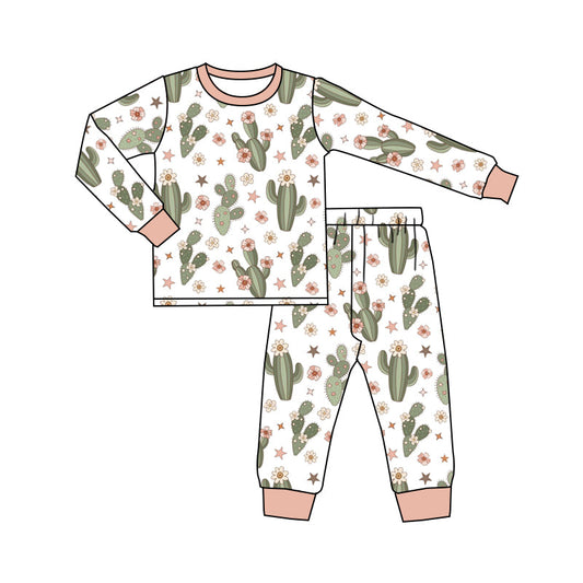 Pink cactus floral baby girls western pajamas