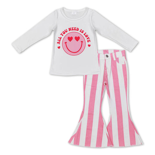 All you need is love smile heart jeans girls valentine's set
