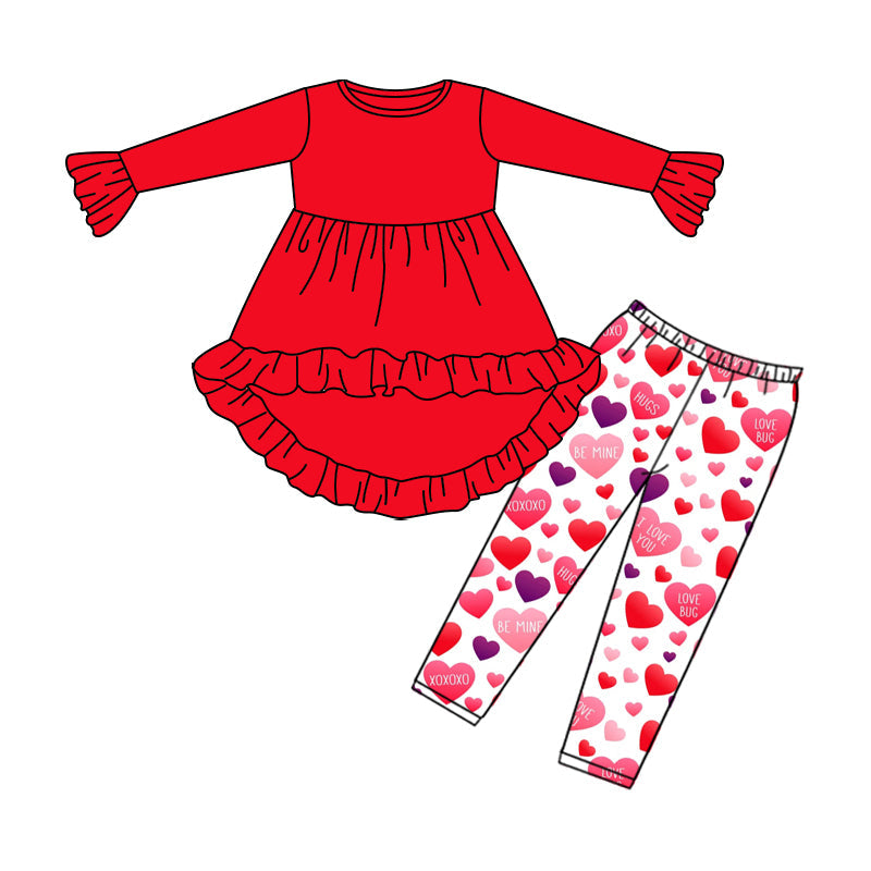 Red tunic be mine heart leggings girls valentines outfits