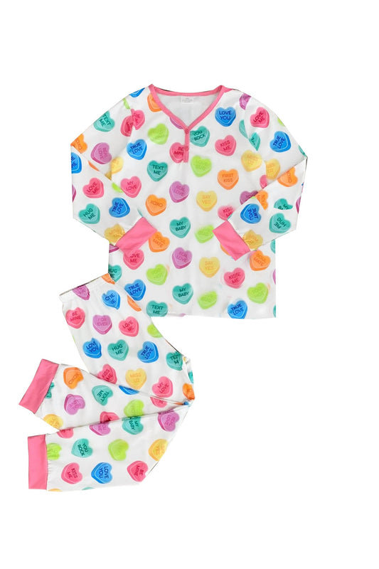 Colorful heart adult women valentines pajamas