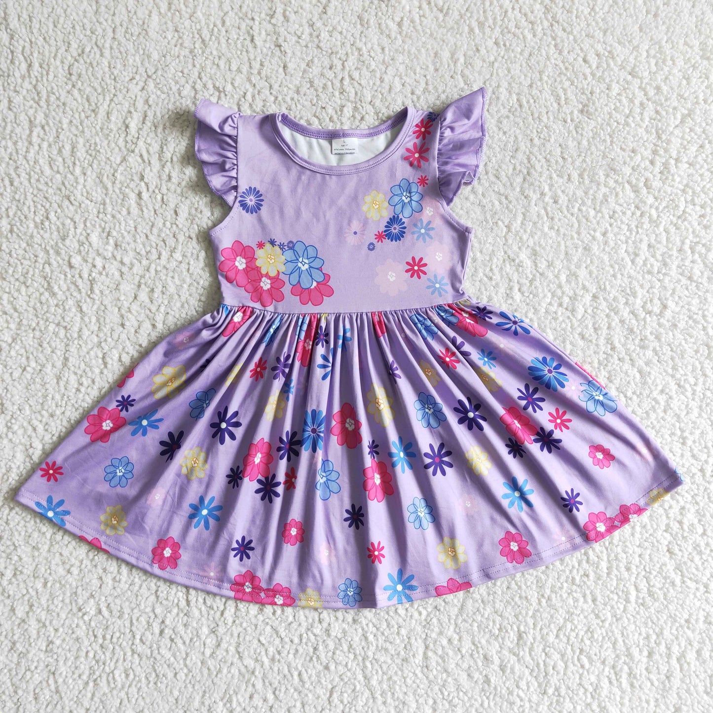 Flutter sleeve girls floral magic twirl summer dresses